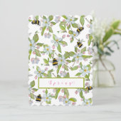 Frühlingsgarten blüht und Hummeln Einladung (Stehend Vorderseite)