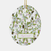 Frühlingsgarten blüht und Hummeln Keramik Ornament (Rechts)