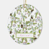 Frühlingsgarten blüht und Hummeln Keramik Ornament (Links)