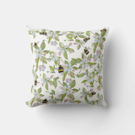 Frühlingsgarten blüht und Hummeln Kissen