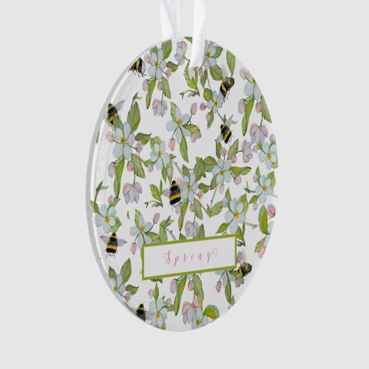 Frühlingsgarten blüht und Hummeln Ornament (Vorderseite)