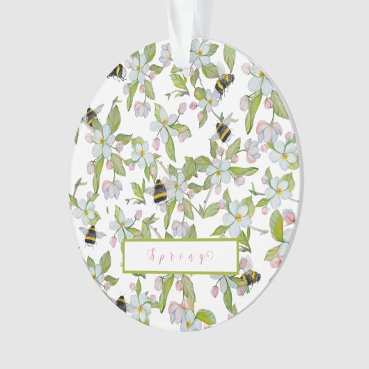Frühlingsgarten blüht und Hummeln Ornament (Vorderseite)