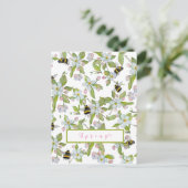 Frühlingsgarten blüht und Hummeln Postkarte (Stehend Vorderseite)