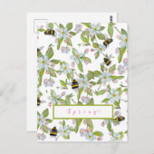 Frühlingsgarten blüht und Hummeln Postkarte (Vorne/Hinten)