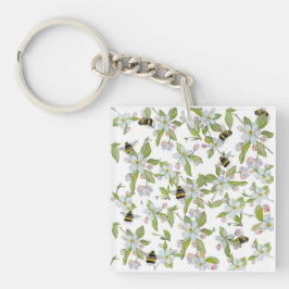 Frühlingsgarten blüht und Hummeln Schlüsselanhänger