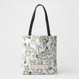 Frühlingsgarten blüht und Hummeln Tasche