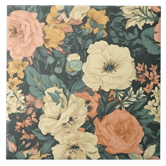 Frühlingsgarten Blumenmuster Fliese (Vorderseite)