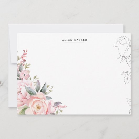 Frühlingsgarten Blush Blumenstationery Note Card Mitteilungskarte (Vorderseite)