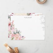 Frühlingsgarten Blush Blumenstationery Note Card Mitteilungskarte (Vorderseite/Rückseite Beispiel)