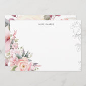 Frühlingsgarten Blush Blumenstationery Note Card Mitteilungskarte (Vorne/Hinten)
