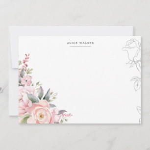Frühlingsgarten Blush Blumenstationery Note Card Mitteilungskarte