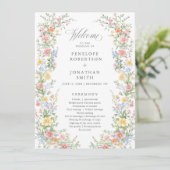 Frühlingsgarten Florale Hochzeitsprogrammkarte im  Einladung (Stehend Vorderseite)