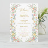 Frühlingsgarten Florale Hochzeitsprogrammkarte im Einladung (Stehend Vorderseite)