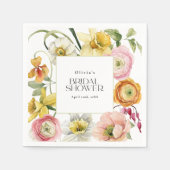 Frühlingsgarten Helle Florale Hochzeitsdusche Serviette (Vorderseite)