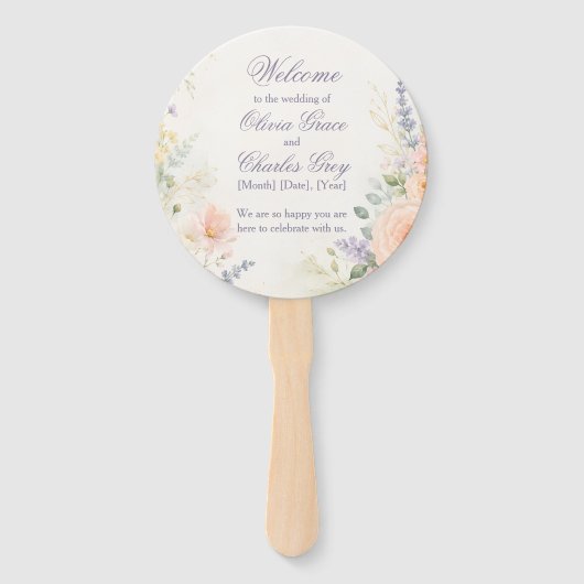 Frühlingsgarten-Hochzeitshandfächer Fächer (Vorderseite)