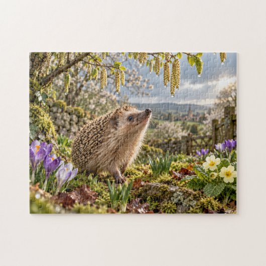 Frühlingsgarten-Igel-Design Puzzle (Horizontal)
