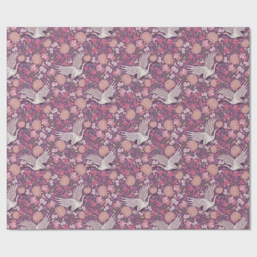 Frühlingsgarten Muttertag Asiatischer Kran Chinesi Geschenkpapier (Flach)