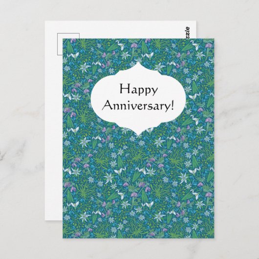 Frühlingsgarten Muttertag Blau Lila Weiß Postkarte (Vorne/Hinten)