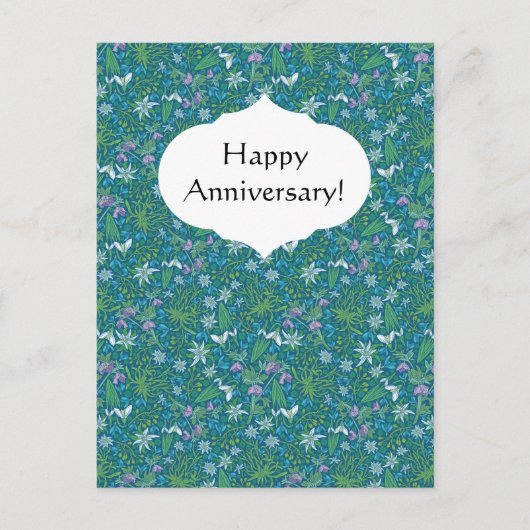 Frühlingsgarten Muttertag Blau Lila Weiß Postkarte (Vorderseite)