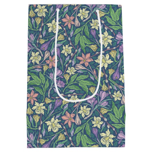 Frühlingsgarten Muttertag Kleidung Crocuses Mittlere Geschenktüte (Rückseite)