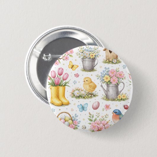 Frühlingsgarten-Ostern Button (Vorne & Hinten)
