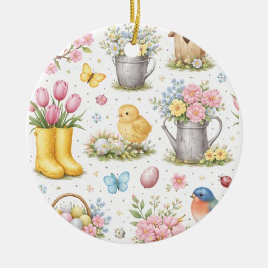 Frühlingsgarten Ostern Keramik Ornament (Vorne)