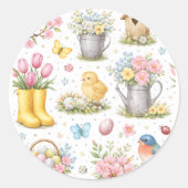 Frühlingsgarten Ostern Runder Aufkleber (Vorderseite)