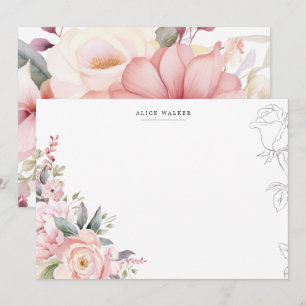 Frühlingsgarten-Rosé-Blumen-Schreibwaren-Notizkart Mitteilungskarte