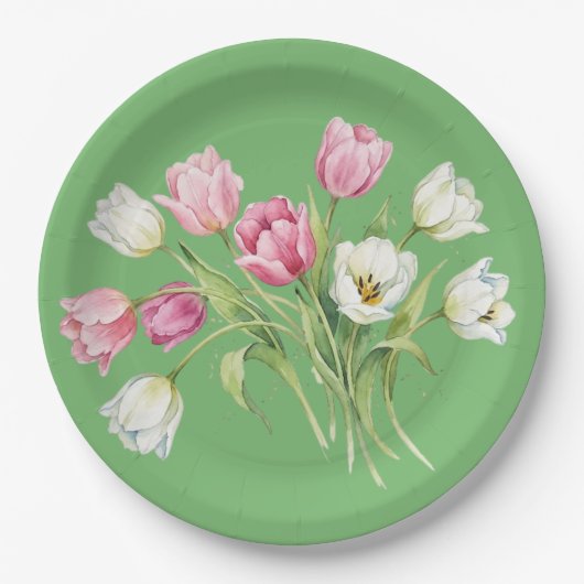 Frühlingsgarten-Tulpen Pappteller (Vorderseite)
