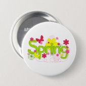 Frühlingsgarten-Typografie Blumen Schmetterlinge Button (Vorne & Hinten)