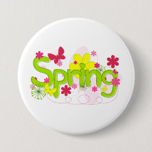 Frühlingsgarten-Typografie Blumen Schmetterlinge Button