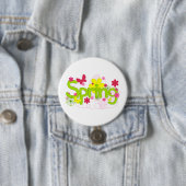 Frühlingsgarten-Typografie Blumen Schmetterlinge Button (Beispiel)