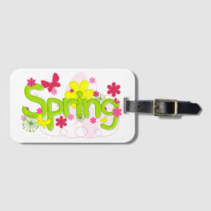 Frühlingsgarten Typografie Blumen Schmetterlinge Gepäckanhänger