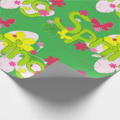 Frühlingsgarten-Typografie Blumen Schmetterlinge Geschenkpapier (Ecke)