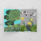 Frühlingsgarten-Vogelgrafik Karte (Innenseite)