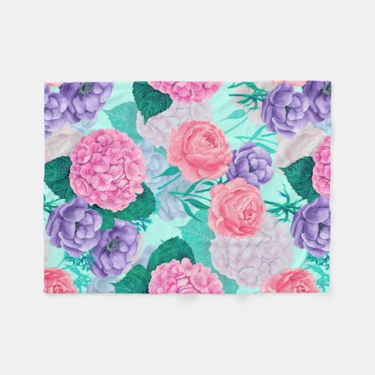 Frühlingsgarten Wasserfarbe 2 Fleecedecke (Vorderseite (Horizontal))