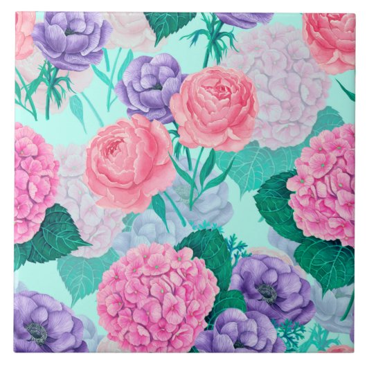 Frühlingsgarten Wasserfarbe 2 Fliese (Vorderseite)