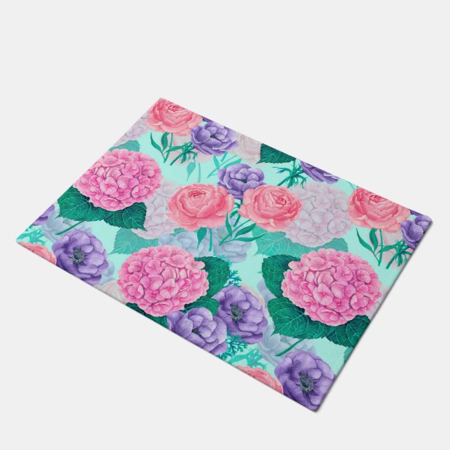 Frühlingsgarten Wasserfarbe 2 Fußmatte (Schrägansicht)