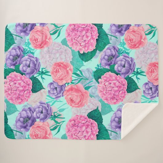 Frühlingsgarten Wasserfarbe 2 Sherpadecke (Vorderseite (Horizontal))