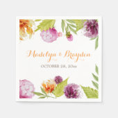 Frühlingsgarten Wasserfarbe gestrichen Blumen Serviette (Vorderseite)