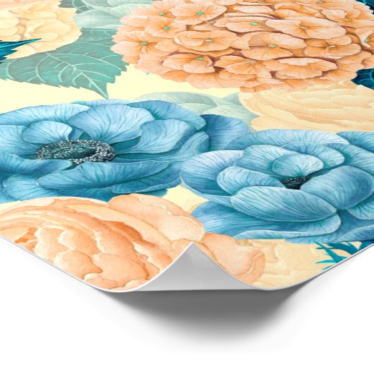 Frühlingsgarten Wasserfarbe Poster (Ecke)