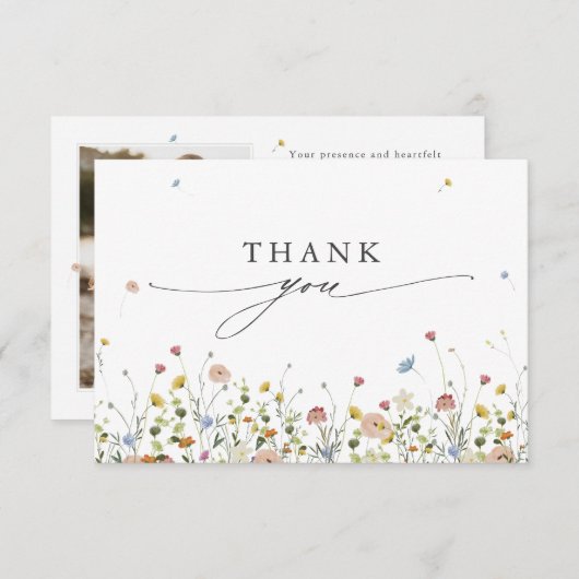 Frühlingsgarten Wildblume Blumengarten Minimalisti Dankeskarte (Vorne/Hinten)
