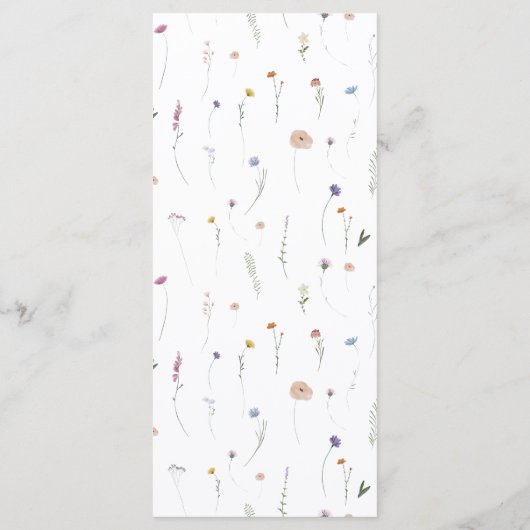 Frühlingsgarten Wildblume Blumengarten Minimalisti Menükarte (Rückseite)