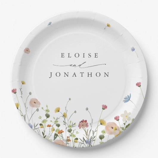 Frühlingsgarten Wildblume Blumengarten Minimalisti Pappteller (Vorderseite)