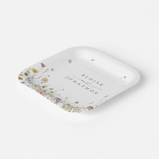 Frühlingsgarten Wildblume Blumengarten Minimalisti Pappteller (Gewinkelt)