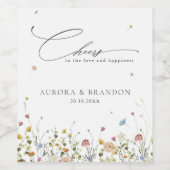 Frühlingsgarten Wildblume Blumengarten Minimalisti Weinetikett (Einzelnes Label)