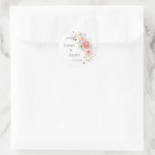 Frühlingsgarten Wildblumen Rosa Weiße Hochzeit Runder Aufkleber (Tasche)