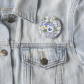 Frühlingsgartenblumen auf Lavendel Button (Beispiel)