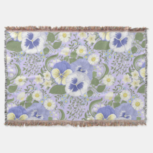 Frühlingsgartenblumen auf Lavendel Decke