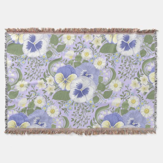 Frühlingsgartenblumen auf Lavendel Decke (Vorderseite)